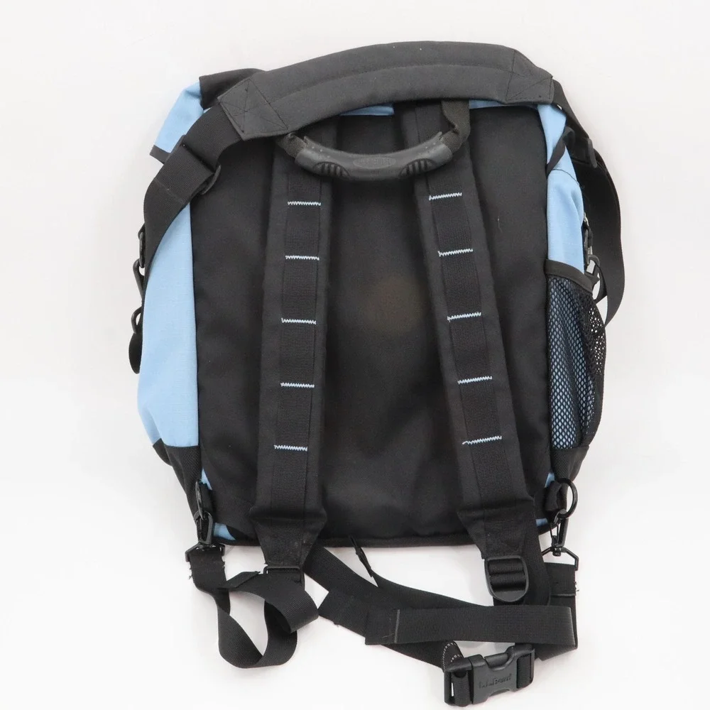 L.L. Bean Messenger Backpack Unisex Large Blue Black Ripstop Laptop Bag Jen